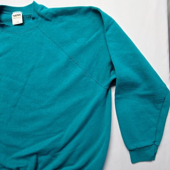 Vintage Blank Tultex Sweatshirt Teal Classic 90s Made in USA X-Large XL Crewneck - Picture 2 of 9